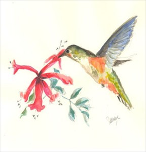 4 Watercolor drawing of hummingbird Rev 2