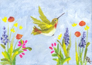 Allen's Miinature Acrylic hummer painting rev